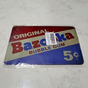 Original Bazooka Bubble Gum Tin Metal Sign 8inX5.5in Rustic Retro Style NEW